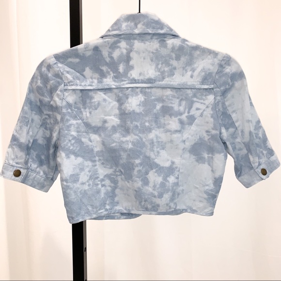 Tie Dye Jeans Jacket Crop Top - Picture 2 of 2